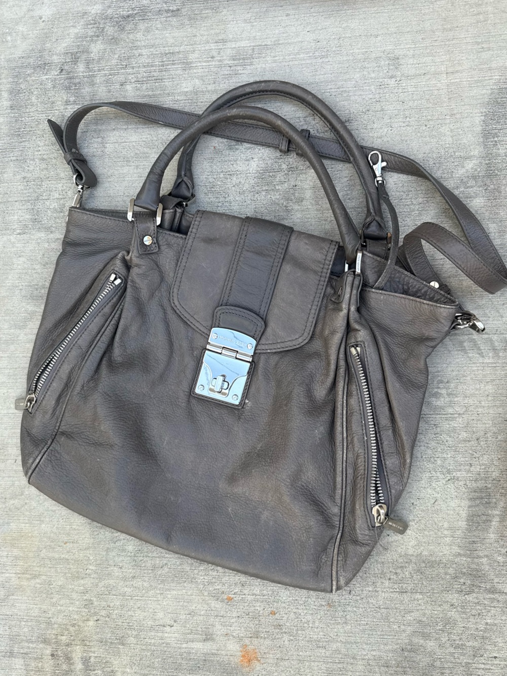 Men's Leather Shoulder Bag in Dark Gray - Stylish Everyday Carry